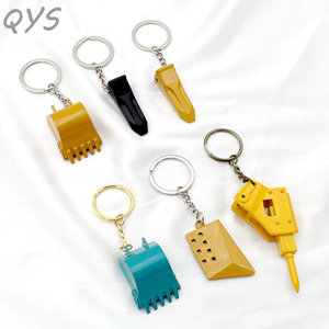 QYS <b>Custom</b> Logo 3D Zinc Alloy Excavator Bucket Carabiner Keychain UV Printed Metal <b>Key</b> <b>Ring</b> Promotional Gift - Product Image 5