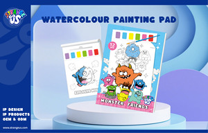 Blocco <span class=keywords><strong>da</strong></span> <span class=keywords><strong>Colorare</strong></span> Strange Us Monster in Carta Acquerello - 6 <span class=keywords><strong>Colori</strong></span> Vibranti Non Tossici, 12 Fogli per Disegno e Pittura Divertenti - Product Image 5