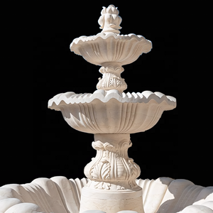 Fontaine de jardin en marbre naturel sculpté à la main de luxe, grande sculpture en marbre pour la décoration de villas et de parcs - Product Image 2