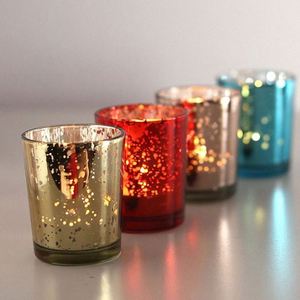 Portavelas Navideño Moderno de Vidrio Esmerilado Plateado Personalizado, Redondo, de Lujo, con Tapa, Hecho a Mano, Marca MAIRUN - Product Image 2
