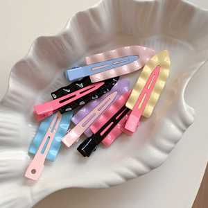 Pince à cheveux coréenne ondulée sans couture en alliage durable, couleur crème, pour femme, avec pince bec de canard en métal - Product Image 2