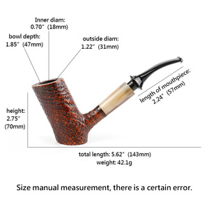 Briarwood Pipe Tokyo Series Bent Shape 3Mm Horn Smooth Cumberland Vulcanized Rubber Mouthpiece Tobacco Smoking Pipe - Product Image 5