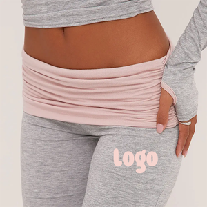 <span class=keywords><strong>Abbigliamento</strong></span> da donna di colore personalizzato con cuciture a contrasto Top <span class=keywords><strong>Bolero</strong></span> maniche pieghevoli pantaloni svasati in vita set Loungewear - Product Image 5