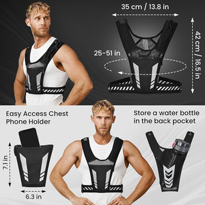 Ceinture Réglable Gilet Réfléchissant Polyester Respirant pour Femmes Hommes <span class=keywords><strong>Trail</strong></span> Running Camping avec Support de Téléphone - Product Image 3