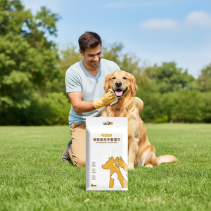 Gants de toilettage jetables <span class=keywords><strong>pour</strong></span> animaux de compagnie, lingettes nettoyantes avec étiquette personnalisée, formule douce, nettoyage en profondeur <span class=keywords><strong>pour</strong></span> chiens et chats, utilisation sur tout le corps - Product Image 1