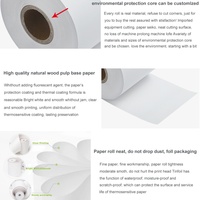 Rouleau de papier thermique monocouche Unifon personnalisé pour caisse enregistreuse, 100 % pâte de bois, certifié ISO 9001, couleur et taille sur mesure