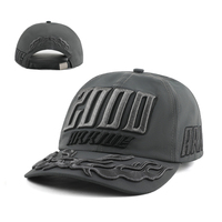 Casquette de baseball unisexe en coton à 6 panneaux, broderie 3D personnalisée flamme, visière réglable avec boucle métallique, vente en gros