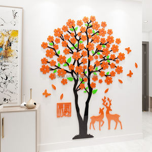 Autocollants muraux en acrylique 3D, décoration de maison, <span class=keywords><strong>stickers</strong></span> muraux créatifs pour salon, <span class=keywords><strong>romantique</strong></span>, arbre de cerisier - Product Image 5