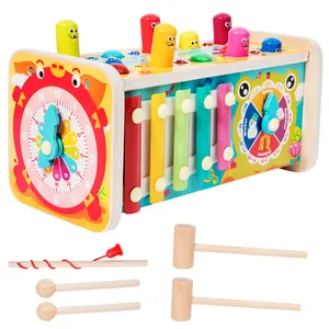 2023 vendita calda Multi-funzionale criceto cattura insetti gioco bussare musica pesca legno Montessori giocattoli per bambini ragazzi ragazze