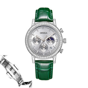 Diamond-studded multi-functional men's watch with <b>chronograph</b> and calendar function Manufacturer's wholesale quartz wristwatch. - Product Image 2