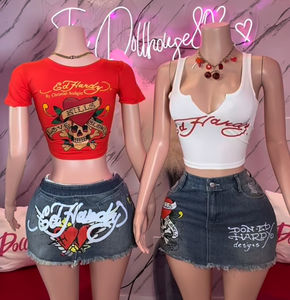 C1909 consegna rapida estate all'ingrosso moda Designer stampato donna gonna in Denim 2 pezzi Set - Product Image 1