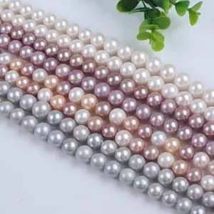 Wholesale 11-13mm Natural Freshwater Pearl Edison Round White Purple Mixed Loose Pearls Freshwater Loose Pearls Strand