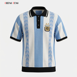 Suéter de <span class=keywords><strong>Punto</strong></span> Tipo Polo para <span class=keywords><strong>Hombre</strong></span> y Mujer, Cuello de Alta Calidad, Viscosa Pima, Estilo Vintage Texturizado, Suéter de <span class=keywords><strong>Punto</strong></span> Tipo Polo de Fútbol - Product Image 2