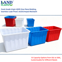 Bac à eau rectangulaire en HDPE de qualité alimentaire, écologique, avec roues et valve de vidange, options multi-tailles durables pour usage industriel