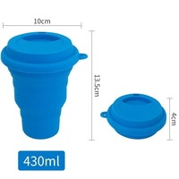 Gobelet pliable en silicone de 430 ml - Réutilisable et écologique avec couvercle, design minimaliste pour une consommation directe, idéal pour l'extérieur, lavage à la main uniquement
