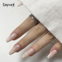 Easywell personnalisé long cercueil ongles français fait à la main boîte en acrylique faux ongles artificiels ongles à presser