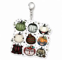 Porte-clés en acrylique personnalisé en gros, porte-clés citrouille d'Halloween, breloque personnage de film d'horreur, cadeau effrayant, cadeau personnalisé en gros pour