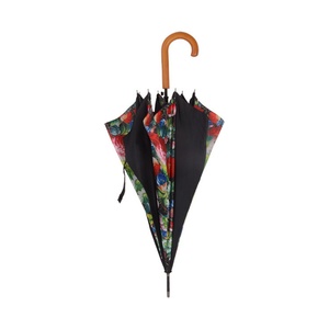 Traditional 23 Inch Hook Handle <b>Umbrellas</b> Classic Fiberglass Ribs Metal Stick Strong <b>Windproof</b> Auto Open Pongee Sunny Kinte OED - Product Image 5