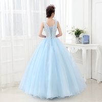 Robe de mariée Feishiluo, style coréen sexy, bleu clair, princesse, longueur au sol, col en V, dos nu, perlée, coupe A, pour la mère de la mariée