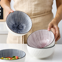 Bol à ramen en relief sous glaçure ensemble de bols à soupe de nouilles en céramique de plusieurs couleurs