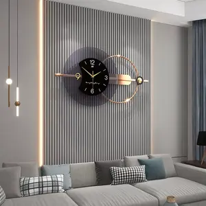 Modern golden decorative metal wall clock for home decor Digital Luxury Home living Decor Wall Clock
