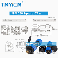 Nouveau Style IP68 connecteur rapide I forme montage sur panneau SD20-7Pin M20 10A mâle femelle câble fil presse-étoupe manchon connecteurs étanches