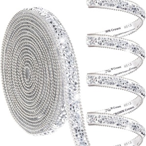 Qiao 1cm chiều rộng ngọc trai dính Rhinestone <span class=keywords><strong>TRIM</strong></span> Sticker nhựa chuỗi dải băng cắt tỉa Applicator Ribbon cho DIY trang trí - Product Image 6