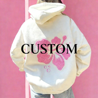 Hoodie Bordir Bunga Kustom Wanita Oversized Fleece Lembut Pullover Streetwear Fashion Sweatshirt Grosir Pabrik OEM
