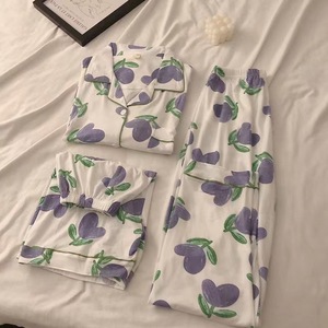 Conjunto de Ropa para el Hogar de Estilo Japonés de 3 Piezas, Pantalones Cortos y Largos con Estampado de Dibujos Animados, Pijamas Abiertos por Delante para Mujer para Todas las Temporadas - Product Image 3