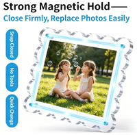 Cadre photo magnétique en acrylique transparent décoratif double face à bords festonnés pour table, bureau, famille, mariage, décoration intérieure
