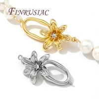 Connecteurs plaqués or 18 carats pour bijoux attaches bracelets fermoirs en forme de fleurs accessoires couture bricolage perles de zircon perles