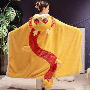 Costume de cosplay de fête pour femmes et filles, dragon du zodiaque, cape rouge, mascotte, cape à capuche, couverture, accessoire de cosplay portable - Product Image 3
