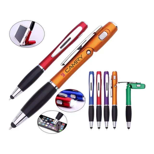 Уникальный дизайн Hi-Зажигалка Ручка с подгонянным логосом 4 в 1 n стилус светодиодный свет с сенсорным экраном сенсорный головка многофункциональная ручка