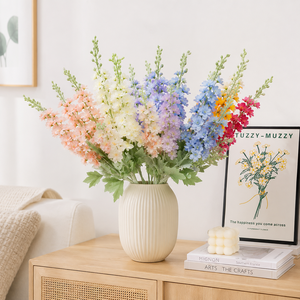 Fiori Artificiali di Delphinium Bianco a Stelo Lungo LUYI, Decorazioni Moderne per Casa, Matrimoni Autunnali, Eventi e Feste, Profumati - Product Image 5