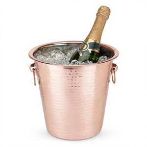 Enfriador de vino de acero inoxidable martillado en cobre, cerveza de Metal Premium y para cubo de hielo de champán para enfriar licores de vino - Product Image 1