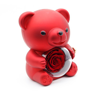 Caja de Joyería con Oso Giratorio y Flor Eterna, Regalo para el Día de San Valentín, Caja para Anillo y Collar, Caja de Flores Eternas - Product Image 4