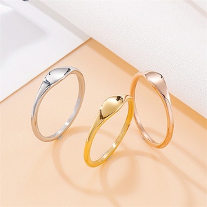 Vintage Small Oval Custom <b>Name</b> Stainless Steel 18K Gold Plated Signet Couple <b>Ring</b> - Product Image 6