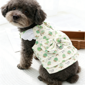 Vêtements pour chiens et chats - Nouvelle collection printemps/été - Robe de princesse en velours côtelé avec attache pour laisse - Pour chiens et chats Teddy Bear et Poodle - Product Image 1