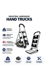 Aluminum 3-<b>Step</b> Folding Ladder with Wheels Modern Design Portable <b>Step</b> Stool for Home School Warehouse & Supermarket Use - Product Image 2