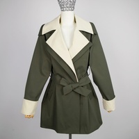 Trench-coat mi-long vert olive à la mode, avec ceinture à nouer, trench-coat pour femme à manches longues, vente directe d'usine