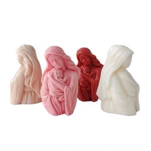 Moule à bougie en silicone Madonna, DIY, statue 3D mère et bébé, moule jetable en résine pour savon, outils pour la fabrication de bougies, kit de fabrication de bougies - Product Image 3