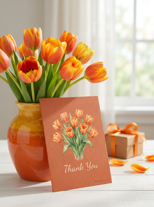 Cartes de remerciement en <span class=keywords><strong>aquarelle</strong></span> avec motif de <span class=keywords><strong>tulipes</strong></span>, papeterie florale de printemps pour mariage, boutique de fleurs, fête prénatale, logo personnalisé OEM ODM - Product Image 6