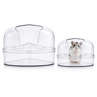 Boîte de bain de sable pour hamster, transparente, d'angle, avec couvercle en dôme, fournitures de nettoyage S M L