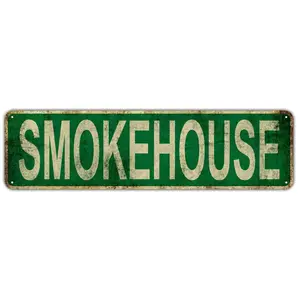 Custom Smokehouse Metal Tin Sign Funny Vintage Slim Street Tin Signs 16 x 4 Inch Wall Art Decor Iron Poster