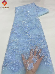 قماش دانتيل شبكي مطرز بالترتر والخرز بلون ذهبي شامبانيا، تصميم جميل لفساتين الزفاف الأفريقية - Product Image 2