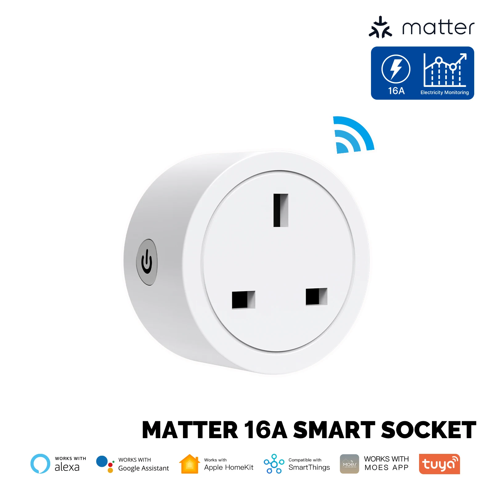 UK Matter WiFi Socket Hot 2026 New Product Smart Home Child Safety Lock Wall Socket Voice Control App Scheduling Smart Plug · image 2