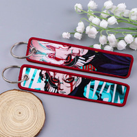 Porte-clés rectangulaire en alliage de zinc avec motif animal, tissage UV, décoration en tissu, style dessin animé, haute vitesse, pour fête, thème belle-mère Dandadan