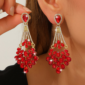 European and American Cross-border Light Luxury Drops Diamond Long <b>Earrings</b> Wedding Dinner High-end Tassel <b>Earrings</b> Women's - Product Image 2