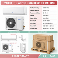 Kit complet de climatiseur solaire avec panneau solaire 24000 BTU, hybride DC Inverter, mural, refroidissement et chauffage, pour maison et bureau