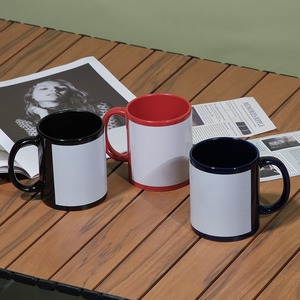 Café de cerámica recubierto de 11oz para tazas Tazas de sublimación a todo color con parche blanco Tazas de cerámica personalizables - Product Image 1